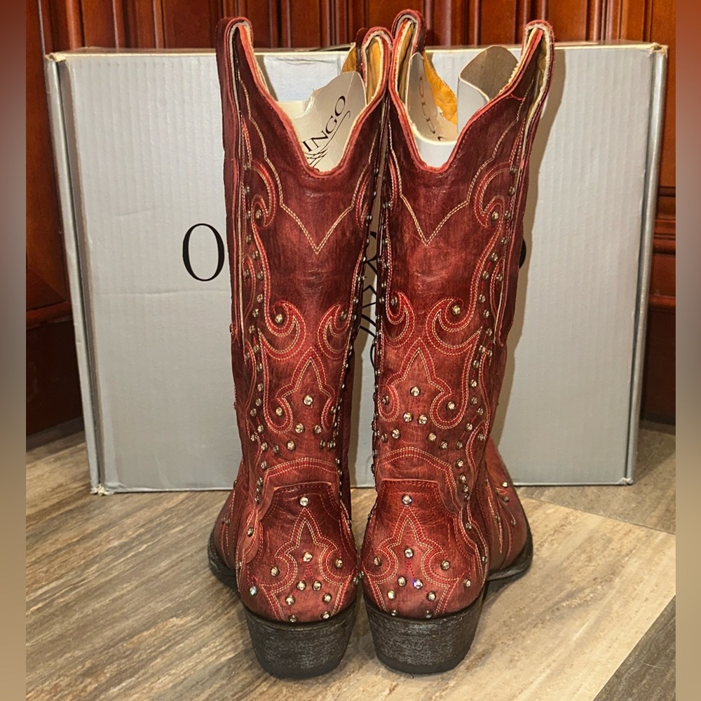 Old Gringo Celeste Red Swarovski Crystal Cowboy Boots L888-11 Size 7.5 Cowgirl - Picture 6 of 9